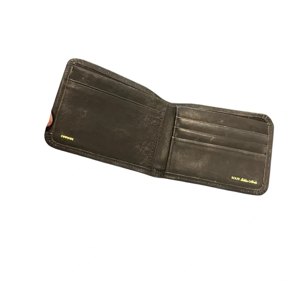 Vintage Rolfs cowhide leather black wallet billfold